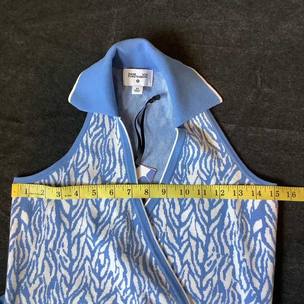 Diane Von Furstenberg DVF x Target Midi Wrap Sweater Dress x-Small Sea Twig Blue - Picture 7 of 12